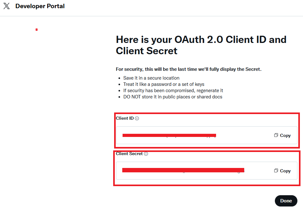 Twitter API keys