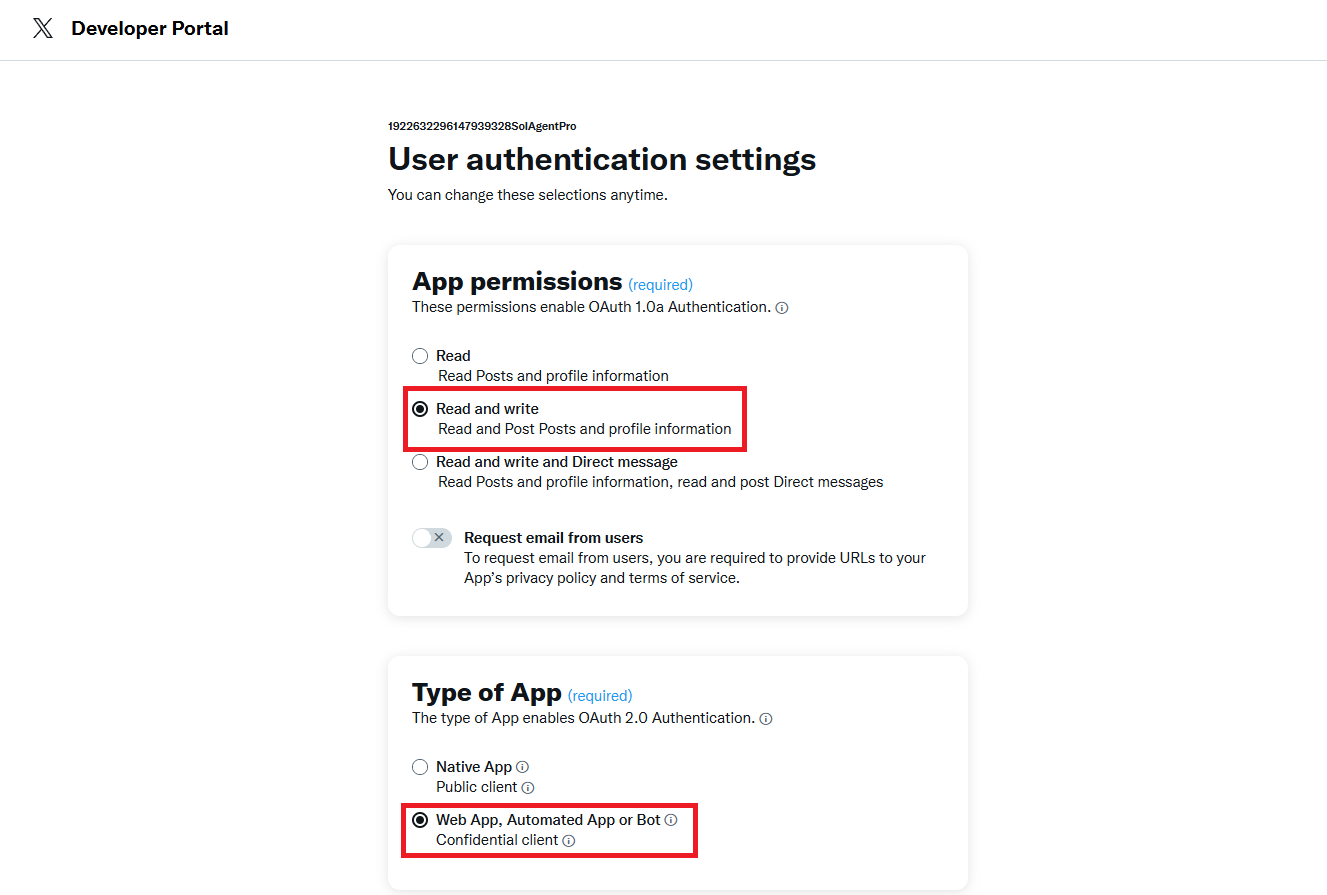 Twitter app configuration